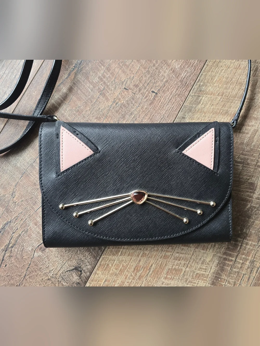 Kate Spade Black Cat Winnie Crossbody Clutch - Picture 2 of 5
